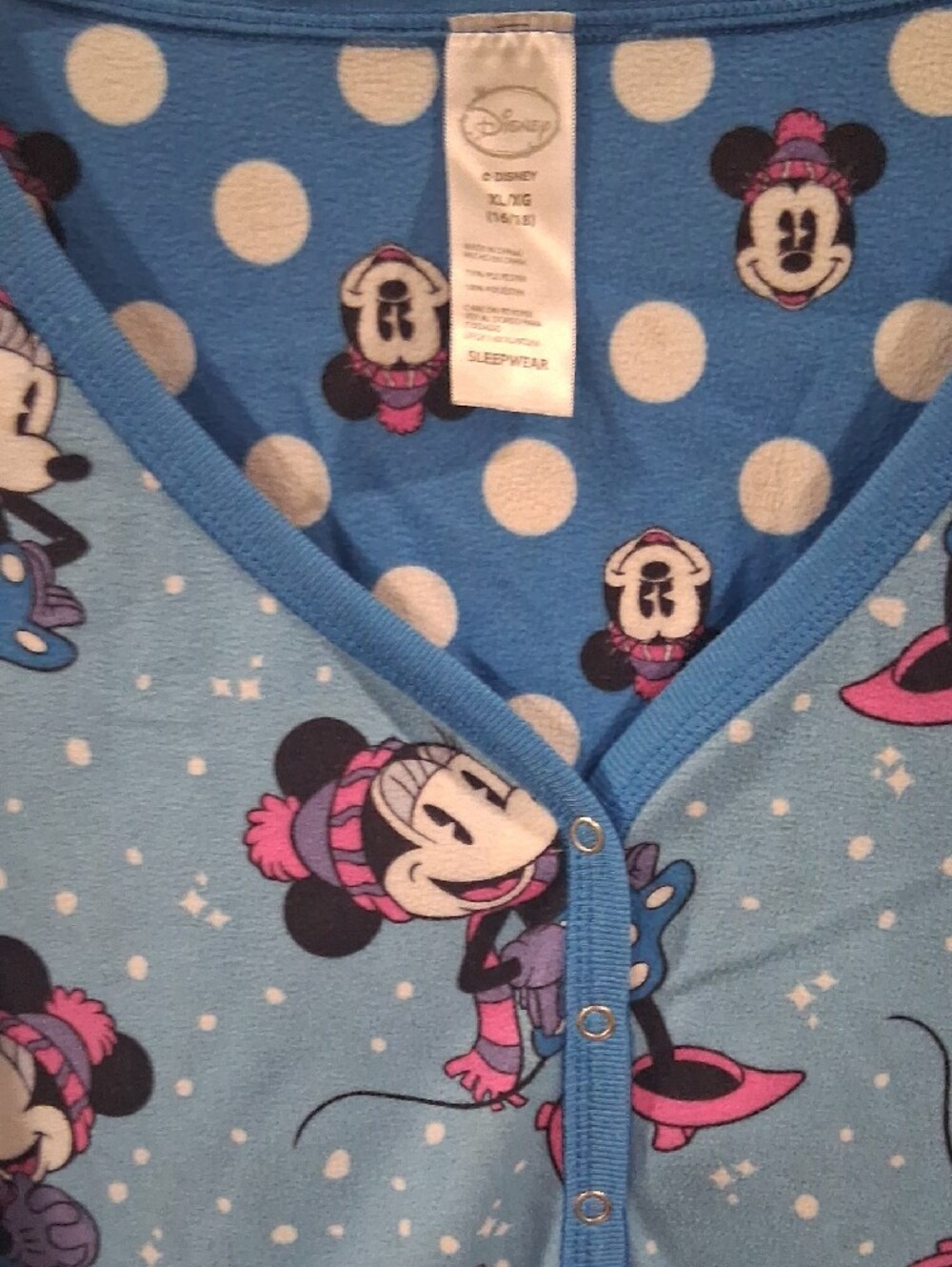 Disney Light Blue Minnie Mouse Polka Nightshirt with Pink Accents - Picture 4 of 5